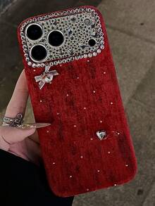 Wnter 时尚蝴蝶结闪亮透明手机壳，兼容 17 Pro Max 16 Pro 13 14 15 - 紅色 - 查看 4