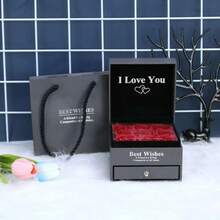 9 Roses Gift Box Acrylic Flower Necklace Jewelry Box For Girlfriend Mom 2023 Hot   Romantic Christmas Gift - Black - View 3