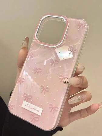 Funda de teléfono suave y protectora con lunares y lazo rosa para regalo de chica, compatible con iPhone 17 ProMax, 17Pro, 17, Air 17, 16, 15, 14, 13, 12, 11 Pro Max Plus