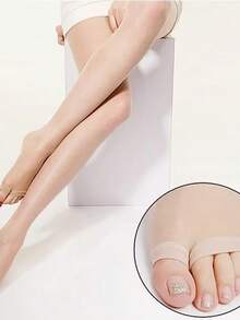 1 Pair Women's Sexy Open Toe Ultra-Thin Pantyhose, Stirrup Tights - Apricot - View 1