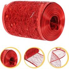 QY- Cinta Decorativa Roja De Malla Brillante Malla De Poliéster Roja 6.3cm 6m Para Manualidades Embalaje De Regalo DecoracióN De Fiestas Y NavideñOs -6194 - Rojo - Ver 5