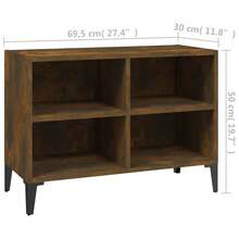 Meuble TV vidaXL avec pieds en métal et chêne fumé, 69,5 x 30 x 50 cm - Camel - Voir 6