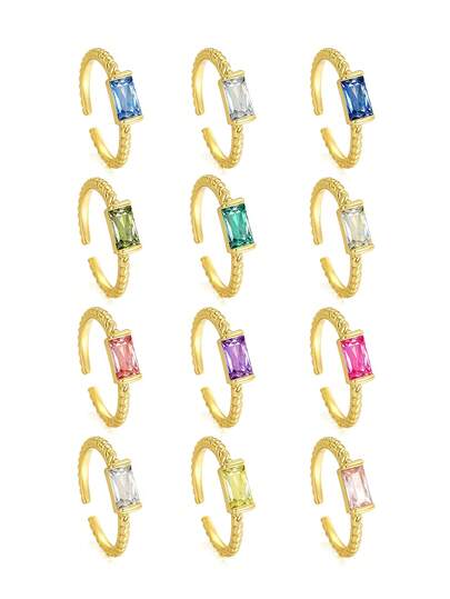 1 pieza Anillo de piedra natal de estilo nuevo 2025, anillo de dedo índice simple y lujoso como regalo de cumpleaños para niñas y mejores amigas, joyería de moda y versátil