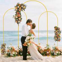2Pack Metal Arch Backdrop Stand(7.2FT/6FT),Decorative Balloon Arch Stand, Easy Assembly Gold Wedding Arch, Stable Backdrop Arch Stand For Christmas,Wedding Ceremony, Birthday Party - Vàng - Xem 3
