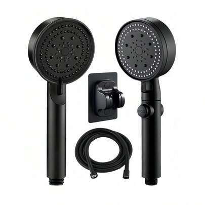 5 种模式手持淋浴喷头 - 防堵塞喷嘴、带软管的 RV 淋浴喷头、带手持开关的高压淋浴喷头、内置强力清洗功能，可清洁浴缸、瓷砖和宠物，超长 6 英尺不锈钢软管、墙壁和顶部支架
