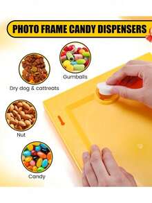 Wall-Mounted Square Candy Dispenser Photo Frame, Convenient Candy, Nut, Pet Snack Dispenser Photo Frame With Built-In Bubble Gum Machine
