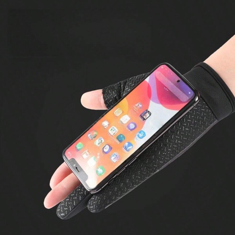 男女通用路亚钓鱼手套一双，户外运动骑行手套，防滑海钓手套，速干露指三指钓鱼手套，防水路亚钓鱼专用露指防滑装备 - 彩色 - 查看 1