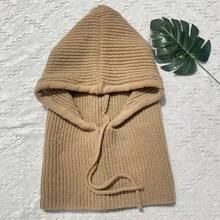 女士针织帽围巾套装（1件），拉法帽，防风保暖护耳帽，秋冬季 - 多色 - 查看 5