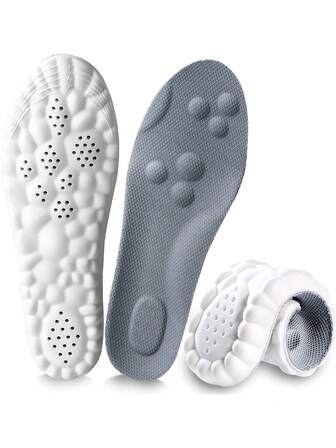 1 par de plantillas deportivas de látex 4D, suaves, de alta elasticidad, transpirables, para zapatillas de running y baloncesto, con soporte de arco, unisex