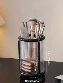 1pc Makeup Brush Storage Box Automatic Lifting Eye Shadow Brush Powder Blusher Powder Brush Advanced Desktop Press Brush Bucket - Multicolor - View 14