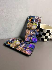 Estuche para teléfono con patrón de personajes de dibujos animados Compatible con estuches para teléfonos   17  16 Pro Max  15 Pro Max  13 y  12 Protección contra golpes y caídas Un gran regalo para familiares, amigos, seres queridos, novios, novias y para Navidad - Negro - Ver 6