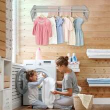 XL-31.5" Wall Mounted Clothes Drying Rack 130 LBS Large Capacity Rustproof Retractable Drying Rack Collapsible Drying Rack Easy To Install With 7 Drying Rods Space Saving For Laundry-White - White - View 4