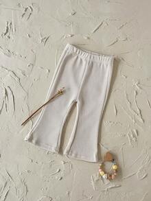 女婴休闲时尚米色条纹喇叭裤，春秋季 - 米色 - 查看 7