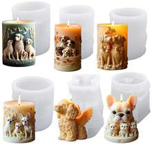 1pc Cute Puppy Shaped Silicone Candle Mold, Aromatherapy Candle Series - White - View 10