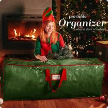 Bolsa de almacenamiento para rbol de Navidad Almacena un rbol de Navidad artificial de 2. metros desmontado. Material resistente al agua para proteger el polvo, los insectos y la humedad. Bolsa con cierre y asas de transporte - Verde - Ver 8