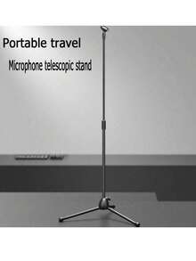 70‑150cm Adjustable Microphone Tripod Stand, Foldable Floor Mic Holder With 180° Rotatable Clip, Lightweight Metal Stand For Live Stream Karaoke Home Use, Note: Not For Heavy Professional Microphones - Black - View 9