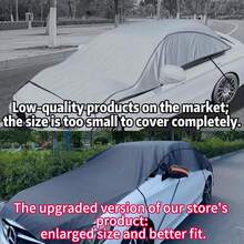 1pc Car Windshield Cover, Extended Engine Hood Cover, Quick Snow Removal Without Scraping, Anti-Snow, Anti-Frost, Anti-UV, Winter Windshield Protector, Oxford Cloth Material, Rearview Mirror Protector With Reflective Stripe, Suitable For Most Sedans/SUVs, Black - Multicolor - View 3