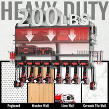 Power Tool Organizer Wall Mount Metal 4 Layer Heavy Duty Metal Power Tool Storage Rack Garage Drills Storage Shelves With Screwdriver Holder Plier Holder Black 8 Drills Holder - Black - View 5