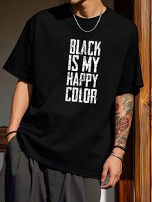 Genérico EMO Punk - Camiseta Informal de Moda con el Estilo EMO de los años 2000 y 2000. El Negro mi Color Favorito Camiseta de manga corta de algodón de 220 g, impresión por una cara - Negro - Ver 1