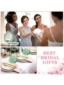 18pcs Rose Flip Mirror Wedding Guest Favor Set, Bridal Party Rose Flip Mirror Set, Includes Rose-Shaped Mirror, Thank-You Card, Organza Bag And Hemp Rope. Suitable For Bridal Party Gifts, Bridesmaid And Groomsman Gifts, Favor Sets, Table Center Decorations, Bachelor/Bachelorette Party Decorations, Home Decor Items - Multicolor - View 6