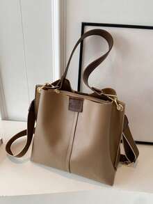 Large Capacity Women's Tote Bag, New Fashionable Solid Color High-End Casual Commuting Crossbody Shoulder Bag