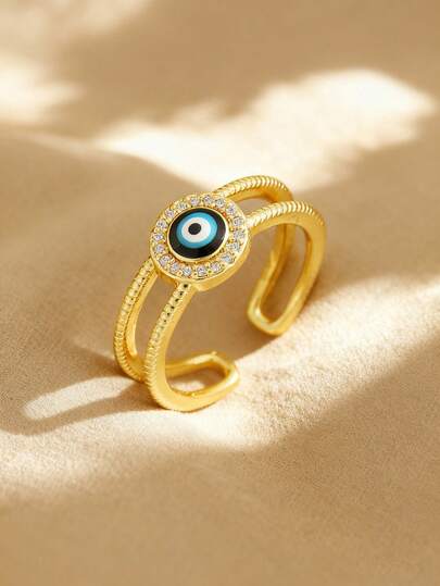 1 stuk minimalistische boze oogring voor meisjes, verstelbare open ontwerp vingerring in ins stijl sieraden voor dagelijks gebruik