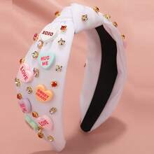 1 chiếc băng đô cài tóc hình trái tim XOXO dành cho nữ, màu hồng, phụ kiện tóc ngày Valentine, băng đô cài tóc, phụ kiện tóc quà tặng ngày Valentine, phụ kiện đội đầu, băng đô cài tóc - trắng - Xem 4