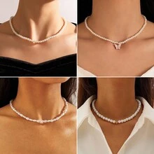 Elegant Versatile Pearl Necklace For Women Single Layer Choker Collarbone Chain - 30432-nek-S - Xem 1