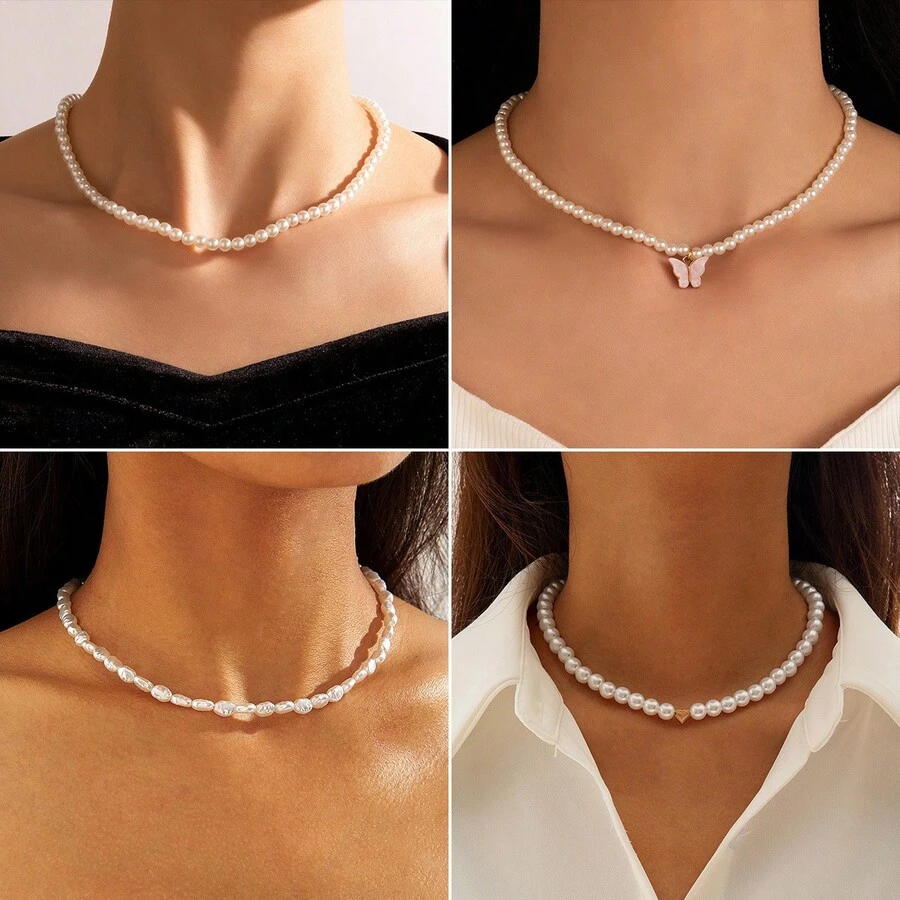 Elegant Versatile Pearl Necklace For Women Single Layer Choker Collarbone Chain - 30432-nek-S - Xem 1