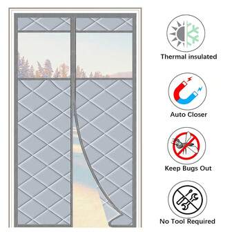Magnetic Thermal Insulation Curtain, Window Insulation Kit, Exterior Visible Curtain, Middle Opening Thermal Insulation Curtain, Winter Warm Insulation Door Cover, Automatic Closing Privacy Magnetic Screen Door