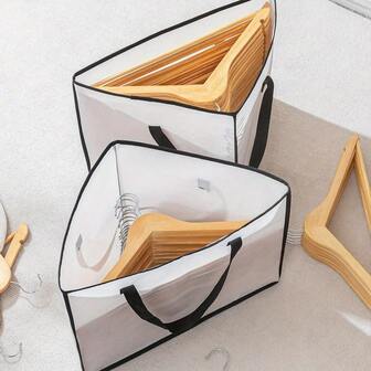 1-Pack/2 Packs Triangle Hanging Storage Bags, Hanger Organizers To Save Space In Closet And Laundry Room, Clothes Hangers, Garment Storage And Organization, Clothes Storage Boxes, Wardrobe Organizers, Collapsible Design, Reinforced