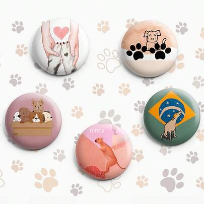 5 Bottons Gatinhos Fofos - Gato Botum / Botom / Broche 3,5cm Modelo 2