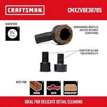 CRAFTSMAN CMXZVBE38785 1-1/4" cepillo para polvo natural para polvo de cabello húmedo y seco, accesorio de aspiradora para limpiar superficies delicadas, se adapta a diámetros de manguera de 1-1/4,(default) - Multicolor - Ver 3