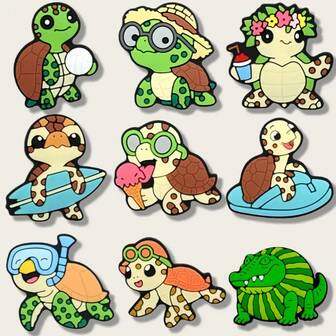 9 Stücke Schildkröten-Thema, klassisch & einzigartig, inspirierend für endlose kreative Inspiration. Geeignet für DIY-Dekoration, ob zum Dekorieren von Schuhen, Taschen, Armbändern oder als Party-Geschenke, Urlaubsdekorationen, kleine Geburtstagsgeschenke, können einzigartige personalisierte Basic für den Strand präsentieren.