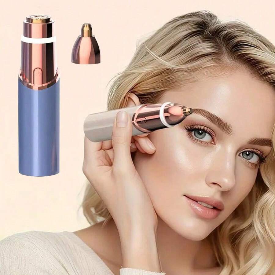2-In-1 Face & Eyebrow Trimmer: Rechargeable Facial Hair Remover And Eyebrow Razor - Painless Facial, Lip And Body Hair Shaver