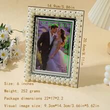 1pc Exquisite Plastic Frame, Luxurious Pearl Edge Frame, Enhances Home Beauty, Creates A Warm Corner, And Can Also Be Given As A Gift To Family And Friends (Inner Lining Paper Randomly Shipped) - Beige - View 5