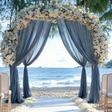 1件灰蓝色婚礼拱门布料,尺寸75厘米/160厘米 x 600厘米/800厘米,薄纱帘,适用于婚礼仪式、派对天花板装饰 - 灰藍色 - 查看 5