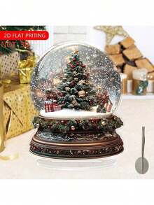 2D Flat Non-3D Christmas Tree Snow Globe Acrylic Decor - Ideal For Tabletop Decoration, Perfect For Christmas, Winter, Thanksgiving And Birthday - Also Suitable For Party, Living Room, Bedroom, Porch, Christmas Decoration And Other Winter Occasions - Multicolor - View 2
