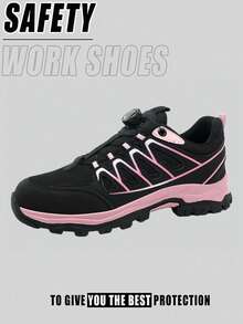 Women's Steel Toe Shoes, Fashion Lightweight Work Shoes, Comfortable Breathable Safety Boots, Puncture Resistant Non-Slip Rubber Sole, Hiking Sneakers, Durable Safety Shoes Suitable For Construction, Warehouse, Climbing, Forging Workshop, Industrial Sites, Men's Work Training Shoes, Outdoor Work, Hiking, Outdoor Adventure, Sports Shoes, Warehouse Work Boots - Black - View 3