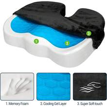 Gel Seat Cushion For Car Office - Memory Foam Pain Relief Chair Pillow Cushions - Tailbone Sciatica Coccyx Butt Lumbar Support Pad For Sitting Driving Traveling, Velvet, Black - 紫色 - 查看 3
