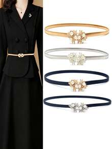 1 حزام خصر معدني للنساء، مزين بتصميم نجمة الثلج على إبزيم الخصر، إكسسوار تنورة متعدد الاستخدامات - متعدد الألوان - مشاهدة 1