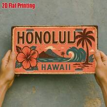 CIFbuy Honolulu Beach Paradise Vintage Aluminum Sign 11.8"X5.9" Tropical Surf Metal Wall Art Decor For Beach House Spa Bar Coastal Gift - 彩色 - 查看 12