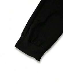 青少年帅气字母印花长袖加厚抽绳连帽衫和运动裤休闲两件套，抓绒材质，带帽卫衣，青少年男孩礼物 - 灰色 - 查看 6