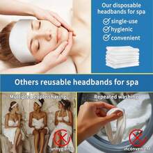 YQQ 50 diademas desechables para spa elásticas antideslizantes para la cabeza facial de spa bandas para el cabello a granel para el cuidado de la piel lavado de la cara maquillaje facial9394 - Blanco - Ver 4