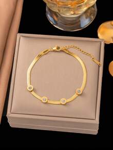 1 Peça Pulseira de Aço Inoxidável Banhada a Ouro 18K com Estampa de Cruz na Moda, Ajustável, Ideia de Presente