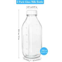2/4-Piece Glass Baby Bottle Set With 2 Divided Lids, Sealed Heavy-Duty Screw-On Caps, 32OZ Reusable Glass Jar With 3 Lids! Breast Milk Storage Bottles, Suitable For Yogurt, Nut Milk, Juice, Syrup, Coffee Creamer, And More. - 2 CÁI - Xem 5