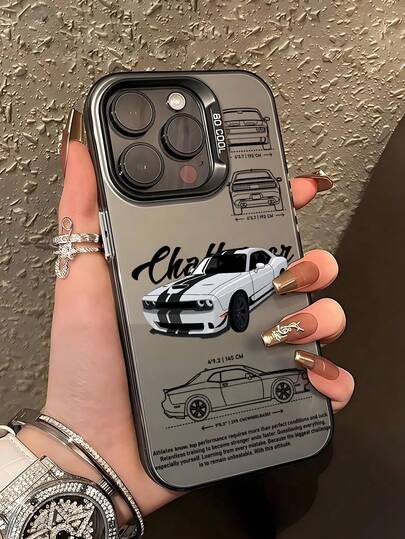 1个赛车图案手机壳，时尚汽车拆解设计，防震保护套，兼容 17/16/15/14/13/12/11/Pro/Pro Max，磨砂后盖，也适用于Galaxy系列