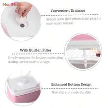 Collapsible Wash Basin 9L Foldable Dish Tub With Drain Plug Portable Collapsible Dish Basin Camping Sink For Washing Dishes Laundry And Kitchen Use Gray - 粉色 - 查看 6