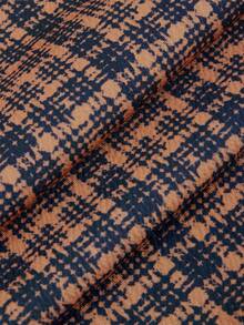 230g Retro Plaid High Waist Double-Breasted Casual Wide Leg Pants, Knit Fabric - Brown - View 6