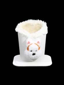 1pc Plush Lined Glasses Case Cute Animal Design, PU Leather, Ideal For Desk Or Bedside Table, Protects Glasses And Pens, Desk Accessory Playful Design Soft Texture